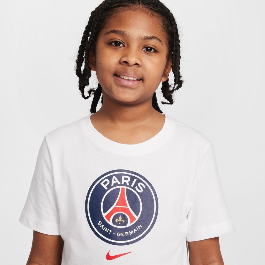 Paris Saint Germain T-Shirt Crest - White Kids-SoccerKits Hub | Buy Soccer Jerseys Online